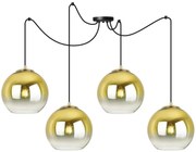 Závesné svietidlo Bergen Gold Spider, 4x zlaté/transparentné sklenené tienidlo (fi 20cm)
