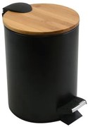 Spirella pedálový odpadkový kôš ADONIS matná čierna oceľ bambusové veko 3 L 10.20919