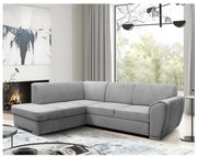 Rozkladacia rohová sedacia súprava v tvare L SERPA s úložným priestorom, ľavé prevedenie, sivá