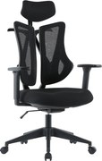 Kancelárska ergonomická stolička MORA — sieť / látka, čierna