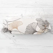 Biante Vankúš valec bonbon Sandra SA-411 Hnedé Ginkgo listy na bielom 15x40 cm