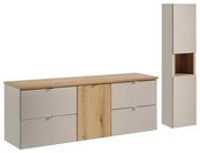 Koupelnová sestava Viva Cashmere s deskou a skříňkami 160 cm kašmírová/dub coast evoke