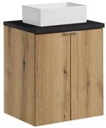 Závěsná skříňka Nova Oak Gaja II s deskou a umyvadlem 50 cm dub coast evoke/černá