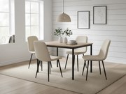 Jedálenský set 1 + 4, stôl CITY 110x75 cm dub artisan + krémová jedálenská stolička RIFT s čiernymi nohami