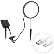 Bodové svetlo čierne 50 cm vrátane nabíjateľnej a solárnej LED IP65 - Adalind