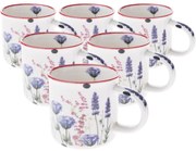 Súprava 6 porcelánových hrnčekov Letná lúka 230 ml, fialová