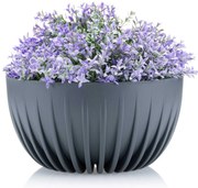 PLASTOVÝ KVETINÁČ STRIPPED ECO 16X30 CM ANTRACITOVÁ