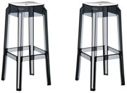 Plastová barová stolička FOX (SET 2 ks) - Čierna transparent