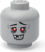 Sivý plastový detský úložný box ø 24x27 cm Head Zombie L – LEGO®
