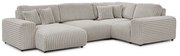 Svetlosivá menčestrová rohová pohovka (pravý roh/do tvaru "U") Justin – Ropez