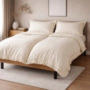 Obliečky bavlnené s Volánikom krémové 200x140cm+90x70cm TiaHome