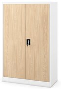 Kovová spisová skriňa KEVIN, 900 x 1400 x 400 mm, Eco Design: biela/ dub sonoma