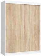 Šatníková skriňa s posuvnými dverami 150 cm CLP mono biela / sonoma