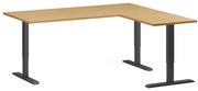Výškovo nastaviteľný stôl, 180x160 cm, 3 motory, L/P, čierna podnož, buk