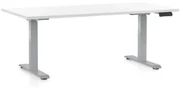 Výškovo nastaviteľný stôl OfficeTech D, 160 x 80 cm, sivá podnož, biela