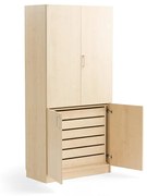 Drevená úložná skriňa THEO, 6 zásuviek, breza