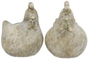 2ks sivá antik dekoratívna soška sliepočka a kohútik - 7*7*9 cm