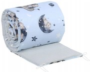 Ochranný mantinel do postieľky 180x30 cm BABYMAM PREMIUM - Medvedíci vo vesmíre/tm. bodky na šedej