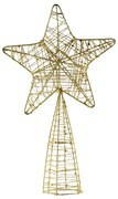 DECOLED Hvězda na špici stromu, zlatá, 18 x 30 cm