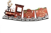 Červená kovová dekorácia vláčik na koľajniciach Christmas Train - 79*15*37 cm