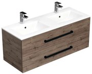 Kúpeľňová skrinka s čiernou úchytkou a umývadlom SAT Cube Way 120x53x46 cm dub Wellington mat CUBE46C1202DWMOD