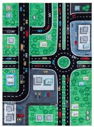 Detský koberec JUNIOR 52052.802 mesto / uličky, zelený / čierny