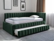 Čalúnená posteľ COMFINO VELVET s prístelkou 120x200 cm tmavozelená
