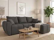 Rozkladacia obojstranná sedacia súprava do L SEVIO 246x145 cm, tmavosivá + 2 vankúšiky ZDARMA