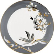 Biely/sivý dezertný porcelánový tanier ø 20,5 cm Aslaug – Green Gate