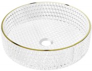 Mexen Aura, sklenené umývadlo na dosku, 39 x 39 cm, číra-zlatá, 24013905