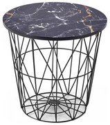 Konferenčný stolík HARISSA 41x42 cm čierna/čierny dekor mramoru