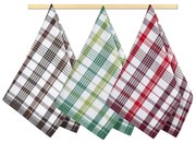 Bellatex Kuchynská utierka Káro zelená, hnedá, červená, 50 x 70 cm, sada 4 ks