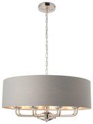 Endon 94415 - Luster na reťazi HIGHCLERE 8xE14/40W/230V šedá/lesklý chróm