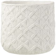 Biely cementový kvetináč s drhaným vzorom Scrubb - Ø33*30 cm