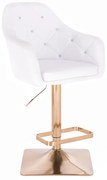 LuxuryForm DESIGN Barová stolička ROMA na zlatej hranatej podstave - biela