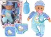 LEAN Toys Detská bábika Zvuk cumlík Bib Blue Cat Pyžamo