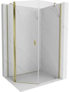 Mexen Mist, päťuholníkový sprchový kút výklopný 80 x 90 cm, číre sklo, zlatý lesklý profil, 8A8-080-090-50-00