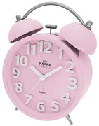 Klasický kovový budík MPM C01.4056.23 – pastelová ružová, tichý chod