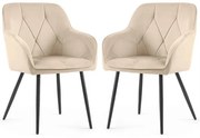 Sada dvoch jedálenských stoličiek DIAMANT zamatové, béžové / čierne nohy (2 ks)