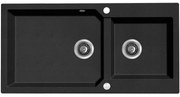 Kuchinox Milos, 2-komorový granitový drez 980x500x215 mm + sifón, čierna škvrnitá, LAV-SPM_7209