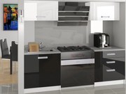 Kuchynská linka Belini 120 cm biely lesk / čierny lesk s pracovnou doskou Vulcano  INF VULCANO/3/WT/WB/0/D