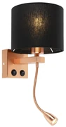 Art Deco nástenná lampa medená s čiernym tienidlom - Brescia