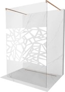 Mexen Kioto, sprchová zástena Walk-In 110 x 200 cm, 8mm číre sklo biely vzor, medený matný profil, 800-110-002-65-85