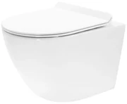 Rea Carter Rimless, závesné WC misa 490x370x325 mm + toaletné WC sedadlo, biela lesklá, REA-C1400