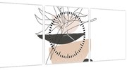 Obraz - Line art kvety N⁰1 (s hodinami) (90x30 cm)