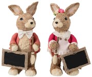 Dekorácia stojaci králiky s tabuľkou Rabbi - 20 * 18 * 35cm