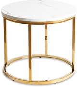 CLIFF okrúhly konferenčný stolík, biely mramor/zlatá