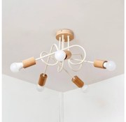 Prisadený luster OXFORD 5xE27/15W/230V borovica/krémová