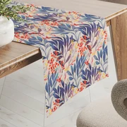 Biante Dekoračný behúň na stôl PML-067 Modré listy na krémovom 20x120 cm
