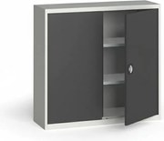 Plechová policová skriňa na náradie KOVONA, 1150 x 1200 x 400 mm, 2 police, sivá/grafit